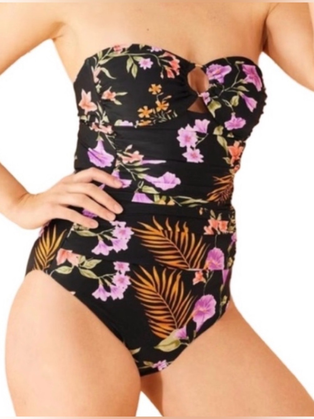 NWT Shade & Shore—Bandeau Ring Front, Tummy Control One Piece Swimsut